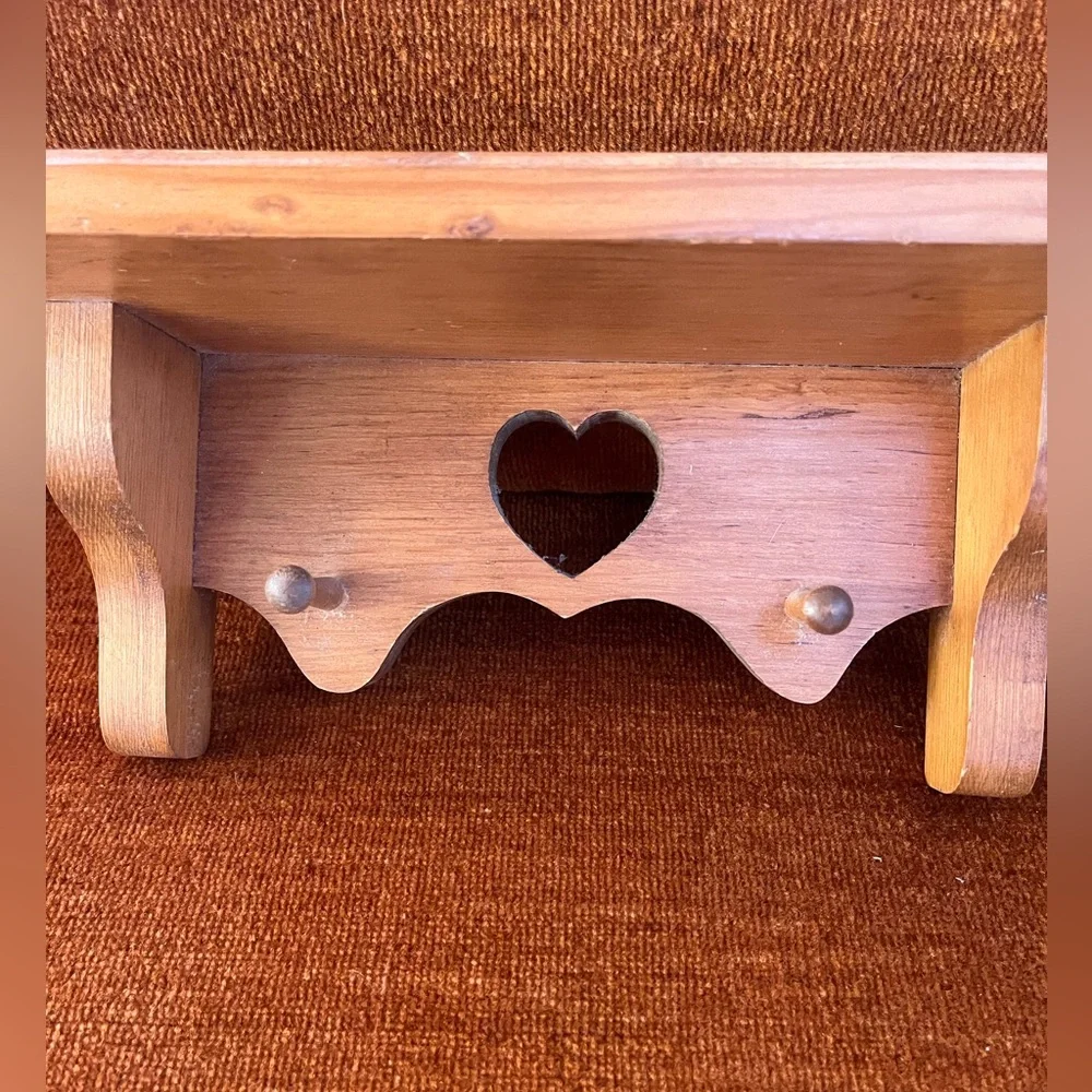 Wooden Heart Wall Shelf - Natural Wood Home Wall Decor